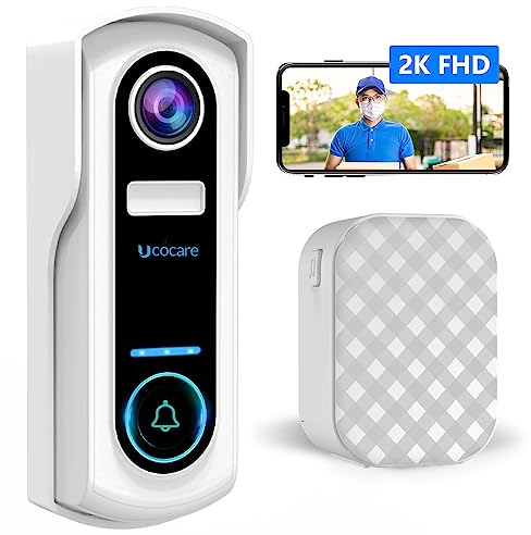 UCOCARE Timbre Inalámbrico Exterior Impermeable, 2K/4MP Timbre con Camara, Videoportero Inalámbrico Exterior Impermeable, Detección Humana PIR, IP67, SD y Almacenamiento en la Nube