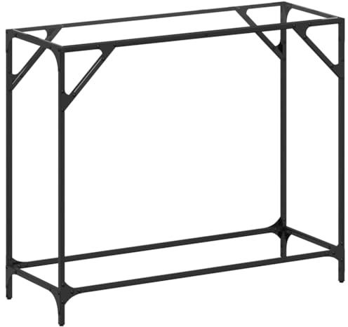vidaXL Konsolentisch mit Glasplatte, Flurtisch mit Edelstahlgestell, Beistelltisch für Wohnzimmer Flur, Sofatisch Sideboard, Transparent Stahl