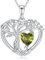 LOCIBLO Tree of Life Necklaces for Women 925 Sterling Silver Heart Pendant White Gold Green Synthetic Peridot Necklace August Birthstone Jewellery for Her, 18+2