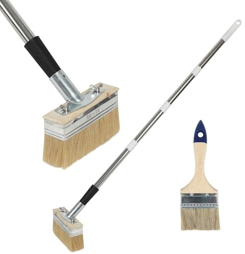 Flächenstreicher Pinsel, Deckbeizpinsel-Applikator, Deckbeizpinsel mit 160 cm langem Grif und 7,6 cm Malpinseln, Fleckenpinsel für Holzflecken, Öle, Terrassenfarben