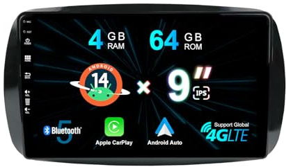 MISONDA Doppel DIN Android 14 Autoradio Für Mercedes Benz Smart 453 Fortwo 2014-2020, DSP + Carplay+Android Auto, Unterstützt DAB + WLAN, BT, GPS, AUX, MirrorLink, WiFi, RDS,FM – 4G + 64G