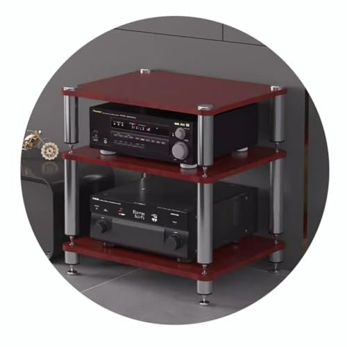 ZYJIX Av-Regal Mit Stoßdämpfenden Füßen – HiFi-ständer Für Audio-Video-Komponenten, 2/3/4-stufiges HiFi-Rack, Plattenspielerständer Und Schrank(Size:60 * 48 * 60cm(3Tier),Color:Rot)