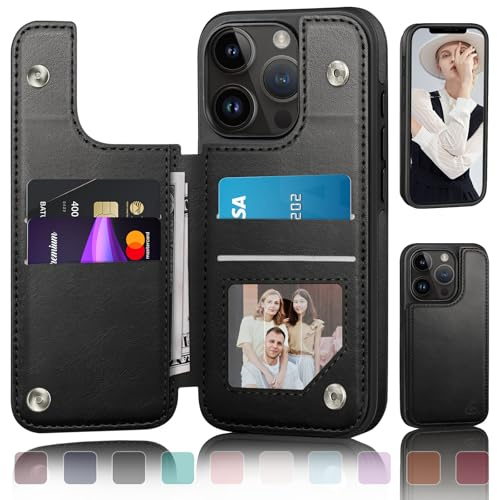 DJDUCK Designed for iPhone 11 Pro Case Wallet with Card Holder, [Magnetic Clasp Folio Cover] [RFID Blocking Leather Protection] Shockproof Women Men Cases 5.8 Inch for Apple 11 Pro Black