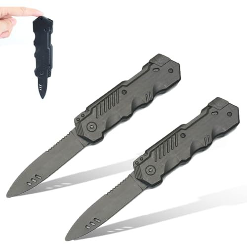 Tomedeks 2 Pezzi Fake Messer, Coltelli Da Pugnale A Scomparsa In Plastica, Coltellini Finti Con Lame Retrattili Giocattoli A Scatto Magici,Scherzartikel Kinder Per Bomboniere Carnevale(Nero)