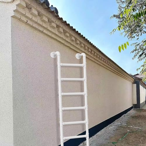 Robuste Metall-Dachbodentreppe, Keller-Ausstiegsleiter, Höhe, Eingang, Feuerleiter, Dachbodenstufen, Etagenbett, Leiter für Dachboden, Wohnheim, Bibliothek, Terrasse, Wohnmobil (weiß)(140cm/55in)
