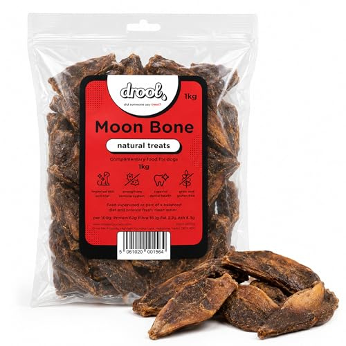 Drool Pet Products | 100% Natural Air-Dried Beef Moon Bones for Dogs | High-Protein Grain Free Chews Supporting Dental Health | 1kg