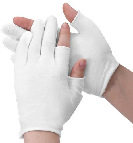 4 Pairs Cotton Moisturizing Gloves Touchscreen Touch Screen Moisturizing Gloves Cotton Gloves for Dry Hands Sleeping Hand Spa Treatment Gloves for Repair Rough Cracked Dry Chapped Hands Skin