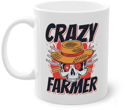 Crazy Farmer Agricoltura Economico Agrario Tazza Da Caffè | Biobauer Bauer Coppa Bianco (04044B)