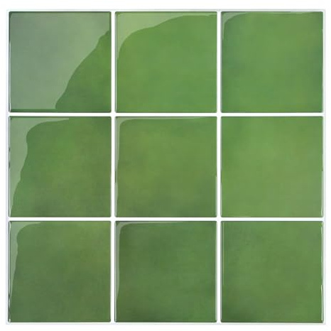 Commomy 10 pcs Upgrade Thicker Stick on Tiles - 12 x 12 3D Green Peel and Stick Wall Tiles Backsplash for Kitchen and Bathroom, Square Self Adhesive Tile Stickers for Living Room, Fireplace