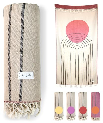 AREN Hamamtuch Pestemal | 100% Baumwolle | Handgewebt im Jacquard-Stil | Bade-, Sauna-, Strand- & Liegetuch im orientalischen Look | Naturfarben & handgeknotete Fransen | 100x200 cm, AREN-Rot