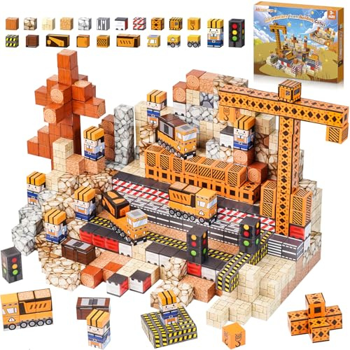 Akosuntoys Magnetic Blocks Set, 150 PCS Magnetic Building Blocks Magnatiles Construction Toys for 3-6 Year Old Boys Girls, magnetic Tiles Click Blocks Game-Ideal Birthday for Kids