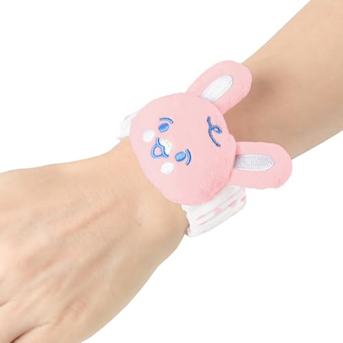 LittleForBig Bracelets Hochet pour Adulte Doux et Réglable avec Grelot - Motif Baby Parade Lapin Rose