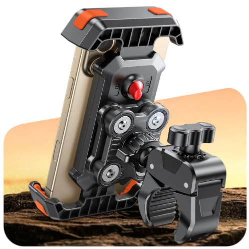 CIRYCASE Porta Cellulare Moto, 2026 Aggiorna Antivibrazione Bici Supporto | [360° Rotabile & Blocco Rapido], ATV/Scooter Manubrio Stabile Stabilizzatori e Ammortizzatori Moto per Telefoni 4.7-6.8''
