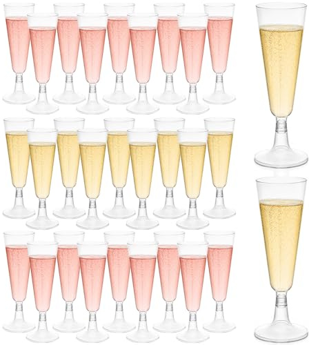 Yegookay Sektgläser Plastik, 30 Stück Sektgläser Kunststoff, 160ml Mehrweg Champagner Gläser, Champagnergläser Mimosa für Hochzeiten, Partys, Geburtstag, Abendveranstaltungen