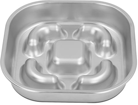 Nosqew Slow Feeder Dog Bowl Stainless Steel Large Capacity Food Slow Feeding Bowl Non Slip Anti Choking Down Eating Dog Food Dispenser Puzzle for Medium Large Dogs Cats