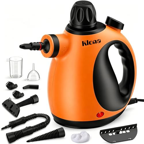 KLONA Pulitore a vapore a mano, pulitore a vapore per casa, pulitore a vapore multiuso con 10 accessori per tappeti, tende, divani, cucina, bagno e molto altro ancora.