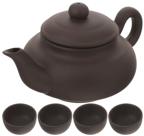 ARTIBETTER Ensemble de Théière en Argile Violette 125ml avec Poignée et Tasse 35ml en Céramique Résistante Chaleur, Facile à Nettoyer pour Maison et Salons de Thé