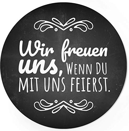 48 Design Etiketten, rund/Wir freuen uns Motiv 2 / Hochzeit/Taufe/Geburtstag/Konfirmation/Aufkleber/Sticker/Einladung