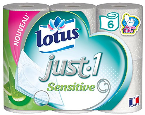 Lotus Just.1 Sensitive Papier Toilette Blanc 5 Épaisseurs, 3 x 6 Rouleaux
