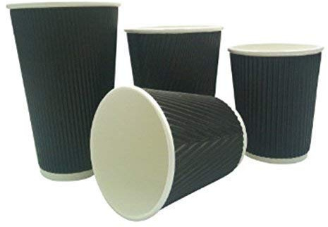 We Can Source It Ltd - 200 x 8oz Black Ripple Disposable Hot Takeaway Coffee Cups