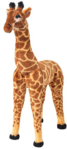 vidaXL Stehendes Plüschspielzeug Giraffe Stofftier Kuscheltier Plüschtier Geschenk Kinder Spielzeug XXL Braun Gelb Plüsch Stahlrahmen