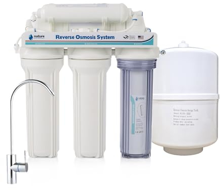 Equipo de Osmosis Inversa - Kit para Osmosis de 5 Etapas - Capacidad para 6 L - Incluye Membrana de 75GPD, Deposito de Agua y Filtros - Nature Water Professionals
