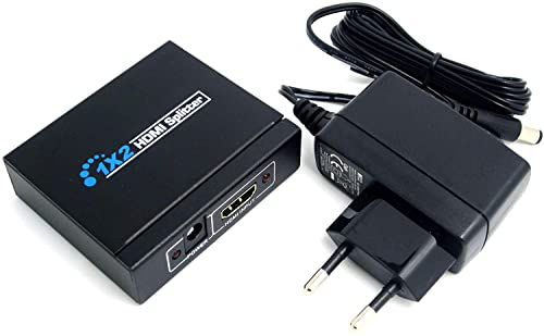 WINGONEER 1x2 HDMI Splitter, Full HD 1080P, 1 in 2 Ausgang, HDMI V1.4 geeignet für HD TV PS3 PS4 Blu-ray mit Netzteil