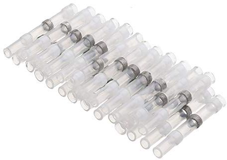 Mintice 100 X Solder Seal Heat Shrink Electrical Butt Wire Terminal Connectors Waterproof Car Insulated Splices Crimper Electrical Kit White 26-24 AWG Gauge