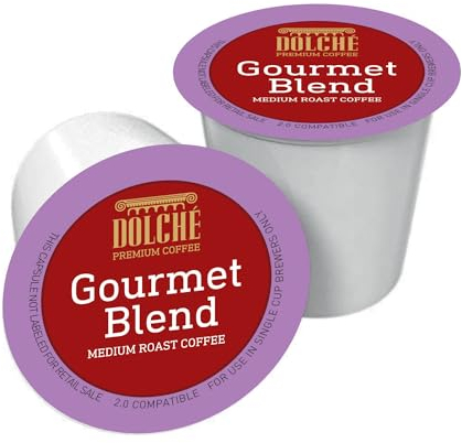 Gourmet Coffee Blend, Compatible Keurig K-Cup 2.0 Pods, Medium Roast, 96 Count Box, by Dolché