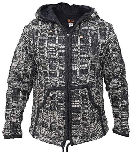 Gheri Cable Knit Festival Woolen Mountain Black Jacket Cardigan Small