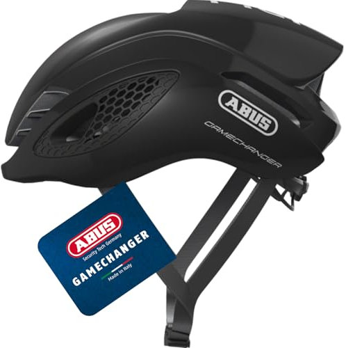 ABUS Rennradhelm GameChanger - Aerodynamischer Fahrradhelm mit optimalen Ventilationseigenschaften für Damen und Herren - Schwarz Glänzend, Größe S