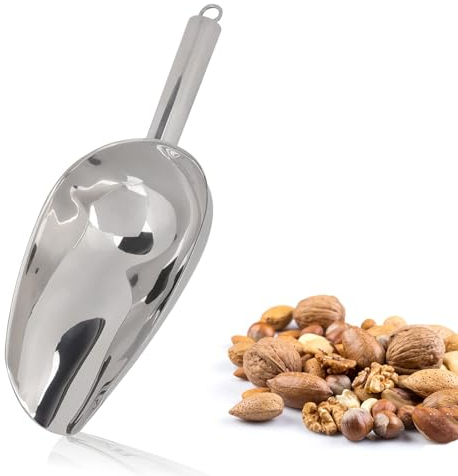 Agatige 12oz Small Stainless Steel Ice Shovel, Ice Scoop Food Scoop Metal Flour Candy Sweet Scoop Scraper Coffee Bean Flour Sugar Scoop Measuring Spoons Fruit Seeds Grain Rice Small Shovel