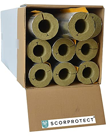 Scorprotect® voller Karton Alukaschierte Rohrschale Rohrisolierung Steinwolle mit 0.040 Wärmeleitfähigkeit (Steinwolle, 60 x 30 mm x 1 Meter)