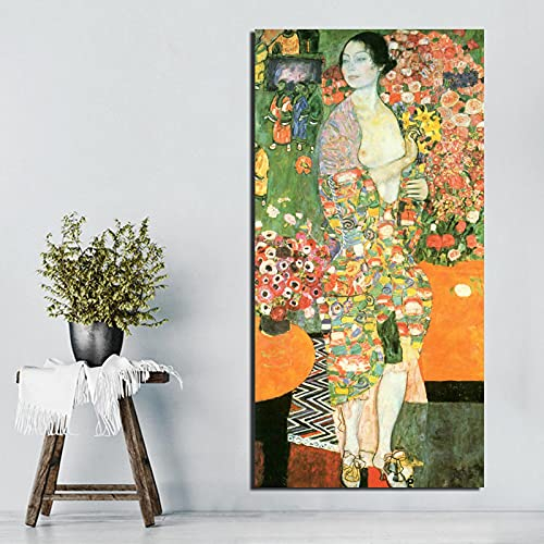 Gustav Klimt Die Tänzerin Leinwand Gemälde Druck Wohnzimmer Dekoration Moderne Wandkunst Malerei Poster Bild 80x160cm(31x63inch) ungerahmt