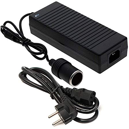 O49CS KFZ Spannungswandler 230V auf 12V – Auto Netzadapter Ladegerät AC auf DC, 180W Spitzenleistung, 15A Max. (Nicht für Dauerbetrieb) mit Zigarettenanzünder Buchse, EU-Netzteil