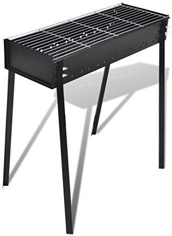 Mogou BBQ Grill Säulengrill Standgrill Kohlegrill Barbequeern, Kohlegrill, BBQ Grill, Griller, Smoker Grill, Grillwagen, Holzgrill, Grills & Smoker, Quadratisch