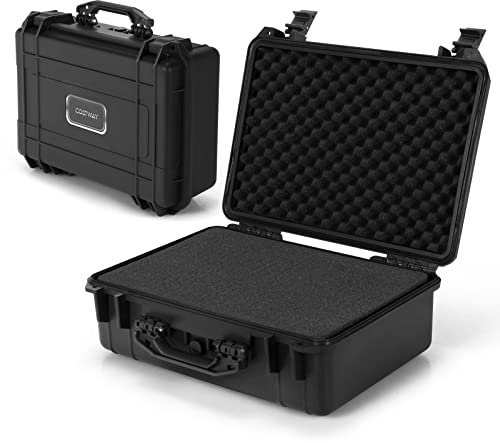 COSTWAY Portable Waterproof Hard Case, Compact Camera Case with Customizable Fit Foam, Dustproof Protective Tool Box for Electronics, Drones, Camera and Lens (18 Inch, 45x34x18cm)
