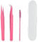 Pince à Cils, 2 Pcs Pince Extension Cils et 1 Brosse à Cils, Kit Pince Extension Cils, Pincettes à Épiler à Bouts Droit et Courbé, Pinces à Extension de Cils en Acier Inoxydable, pour DIY