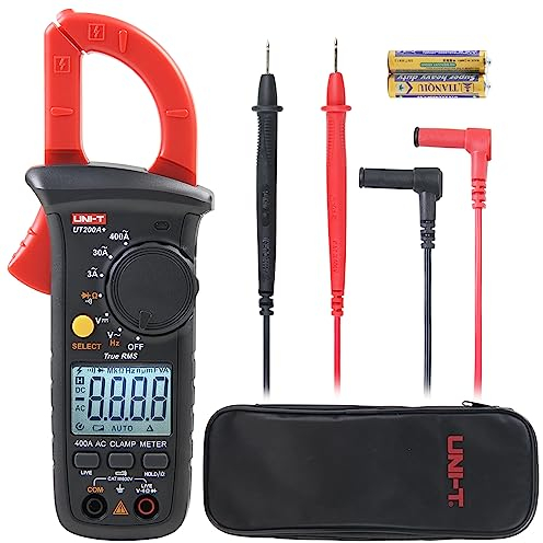 UNI-T UT200A+ Stromzange, Digital Strommessgerät True RMS Auto Ranging Zangenmultimetermit mit LIVE-Draht Erkennung für AC/DC Spannung, AC Strom, Widerstand, Dioden, Kontinuität
