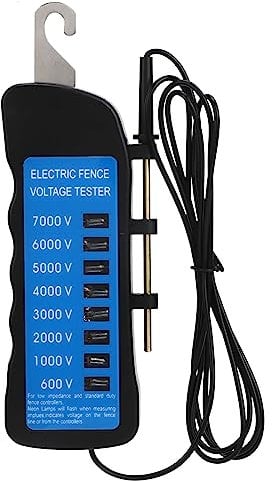 Ejoyous Electric Fence Voltage Tester, Portable Fence Line Tester High Voltage Test Indicator Fence Fault Finder Farming Equipment Tool with 8 Indicate Lights, for Supply Fencing 7000V