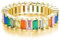 18K Funkelnder Rainbow Baguette Ring aus 925 Sterling Silber mit Bunten Regenbogen Steinen - Damen Ringe Eternity Ewigkeit Schmuck in Juwelierqualität (Gold, 52)