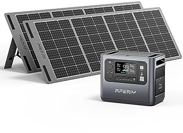 AFERIY Generateur Electrique Portable 1200W avec 2x Panneau Solaire 200W, 960Wh Batteries LiFePO4, Sorties AC 220V-240V, Panneau Solaire Pliable avec Ports USB, IP65, pour Camping/Maison/Domicile