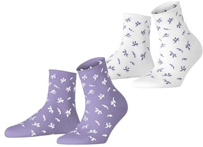 ESPRIT Damen Socken Twig W Sso Baumwolle gemustert 2 Paar, Mehrfarbig Weiß Lila 0020, 35-38