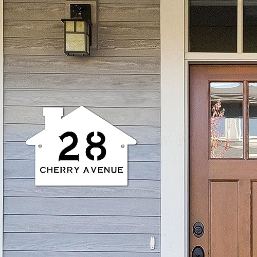 Panneau De Numéro De Maison Personnalisé En Forme De Maison Contemporaine Avec Numéros Et Nom De Rue, Plaque En Forme De Maison, Plaque D'adresse En Acrylique Personnalisée Blanc
