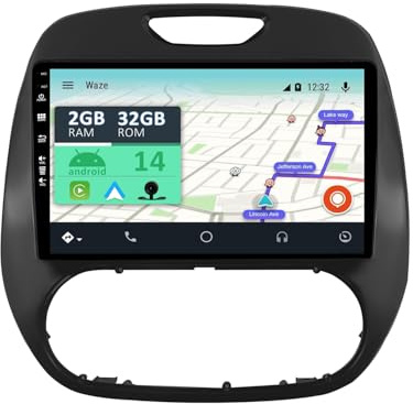 YUNTX Android 14 2 Din Autoradio per Renault Kaptur Captur (2014-2019)-9 pollice Touch Screen-Gratuiti Camera-Support DAB/Bluetooth 5.0/CarPlay/WiFi/Controllo del volante/Mirror-Link/WiFi/USB/4G