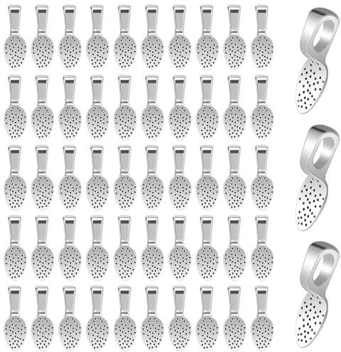 100 Pcs Silver Plated Small Pendant Bails, Spoon Glue On Bails Pendants Flat Pendant Bails Jewelry Bails Necklace Bails Oval Glue On Earring Bails for DIY Crafts and Jewelry Making Supplies