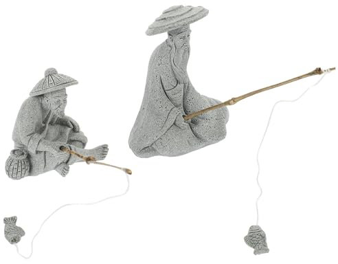 Supvox 1 Satz Fischer-Statue Chinesische Fischerstatuen Mini-asiatische Figur Neuartige Dekoration Dekorative Miniatur Sitzende Angelstatue Miniatur-fischerfigur Sandstein Ältere China