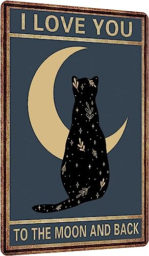 GQWJKSZ „I Love You To The Moon And Back“-Poster, Blechschild, Retro-Metall-Blechschild, Eisengemälde, Dekor, Wand, 20,3 x 30,5 cm, AU-87