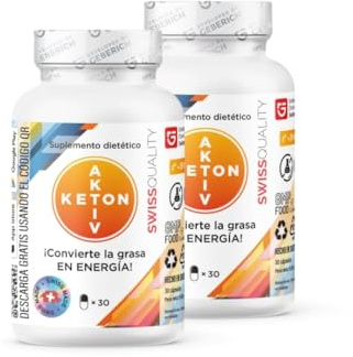(Paquete de 2) Cápsulas Keton Aktiv | Para dieta cetogénica | L-carnitina 500 mg + Extracto de té verde 200 mg | Apoyo al metabolismo | Con Gymnema Sylvestre, Rhodiola Rosea, CLA | 30 cápsulas