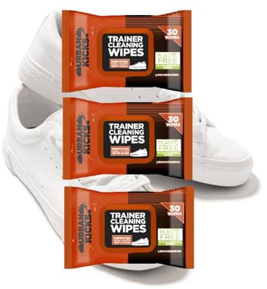 Shop4allsorts 3 x Pack Of 30 Biodegradable Trainer Shoe Cleaning Wipes Footwear Wet Wipes Suitable For Leather Canvas PVC
